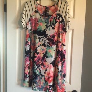 Navy & Pink Floral Dress